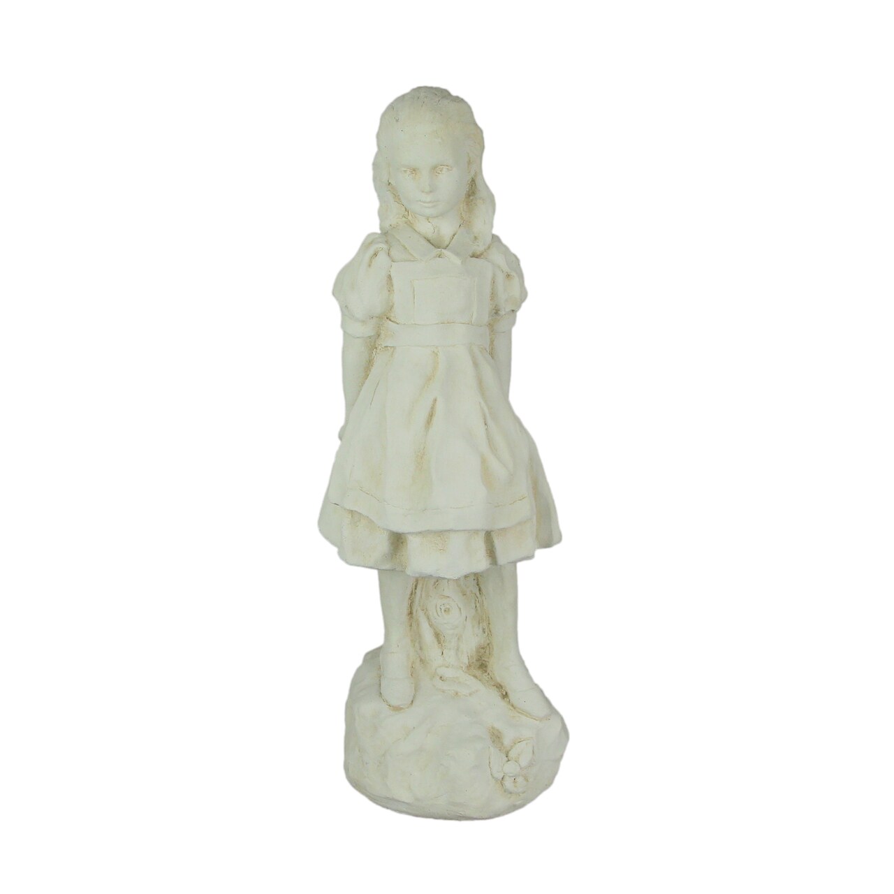 Alice in Wonderland Antique White Finish Solid Cement Statue 19.5 Inches High